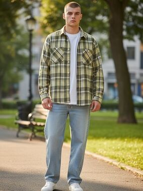 The North Face Northgate Valley Twill Flannel Shirt Mens L Green Plaid Button